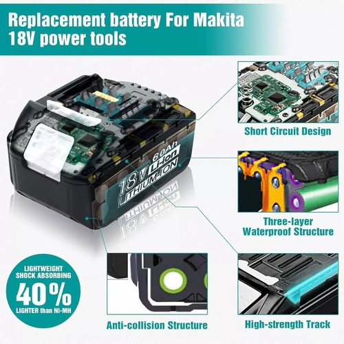 NEW For Makita 18V 8.0Ah LXT Lithium-Ion BL1840 BL1830 BL1850b BL1860b Battery - Picture 7 of 15