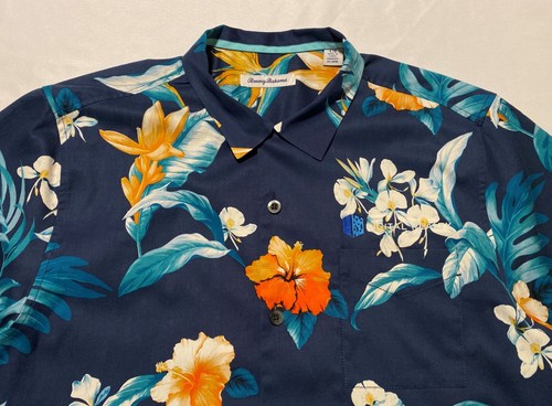 Tommy Bahama Digital Reality Loop Collar Silk Blend Men Hawaiian Shirt Sz L - Picture 2 of 18