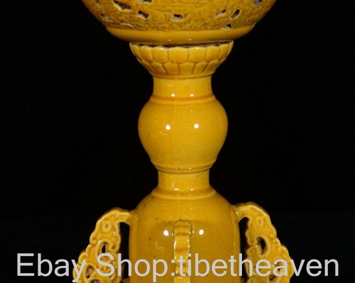 Par de incensarios quemadores de incienso huecos esmalte porcelana china antigua marcada de 12,4" - Imagen 7 de 9