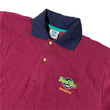 VTG Hard Rock Cafe Shanghai Men's S/S Polo Shirt Burgundy • Small