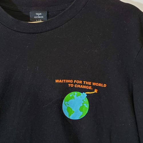 Camiseta Para Hombre Talla Grande ALGODÓN ON x T-BAR El Mundo Final Cuenta Regresiva Ropa de Calle - Imagen 4 de 5