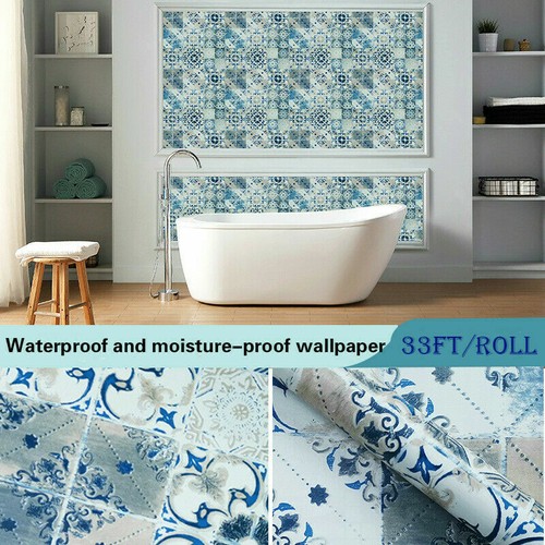 10M PVC Wallpaper Tile Stick Wall Decal Stickers Waterproof Thick Home Decor - Picture 2 of 10