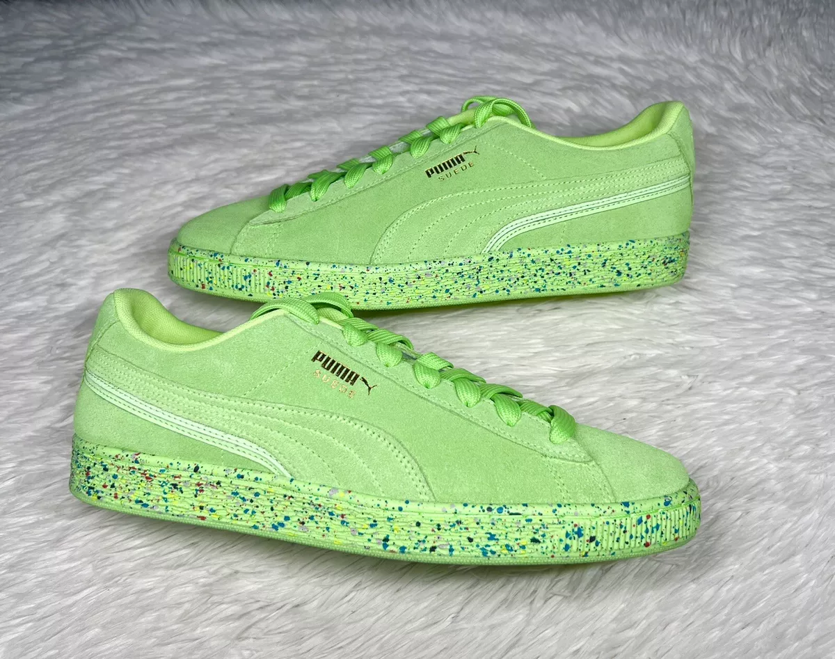 Puma Suede Triplex Mono Neon Low Fizzy Lime Green Neon Volt 387018 01 Men sz 9.5