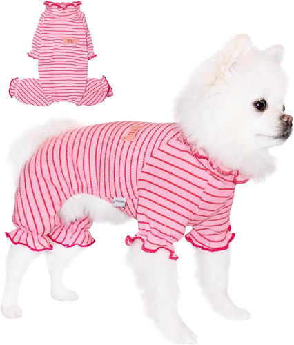 Dog Pajamas, 4 Legged Dog Pajamas with Wavy Neckline, Pet Jumpsuit Clothes for S - Picture 8 of 12
