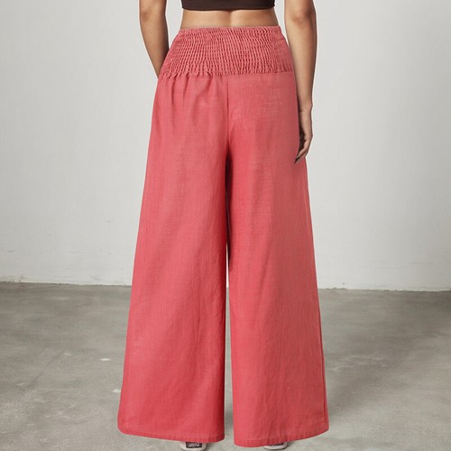 Women Boho Pants Wide Leg Palazzo Pant Ladies High Waist Beach Baggy Trousers - Picture 39 of 113