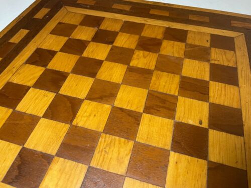 tablero de ajedrez de marquetería de madera hecho a mano antiguo de alta calidad de 1800 - Imagen 5 de 9