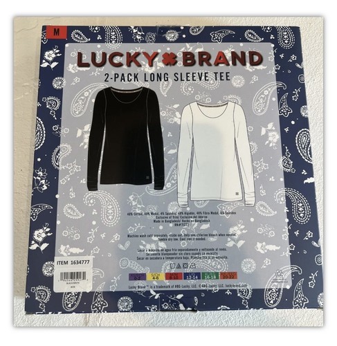Lucky Brand Ladies Long Sleeve Tee, 2-pack 1634777 Black White MEDIUM - Picture 2 of 2