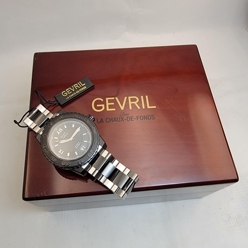 RARO OROLOGIO UOMO GEVRIL SEA CLOUD EDIZIONE LIMITATA 3121 AUTOMATICO NERO IN SCATOLA - Foto 10 di 10