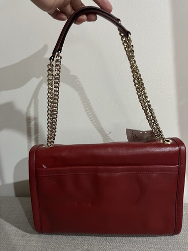 Neu mit Etikett Coach rote Johannisbeere große Waldläufer-Umhängetasche Klappe goldfarbene Kette Leder 33544 - Bild 3 von 9