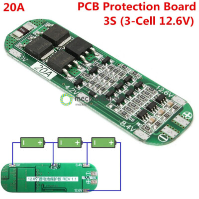 3S 20A 12.6V 18650 Li-ion Lithium Battery Charger PCB BMS Protection Board Cell