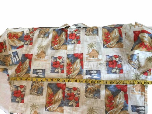 Pierre Cardin Men Short Sleeve S/S Button Shirt Hawaiian Large L Leaf Floral - Picture 5 of 7