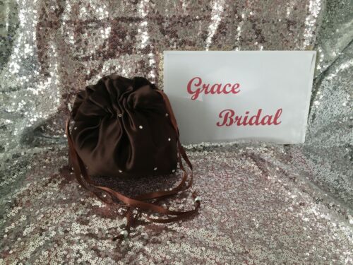 CHOCOLATE BROWN SATIN DOLLY BAG B/MAID PROM WEDDING FLOWER GIRL*UK MADE/SELLER* - Picture 22 of 26