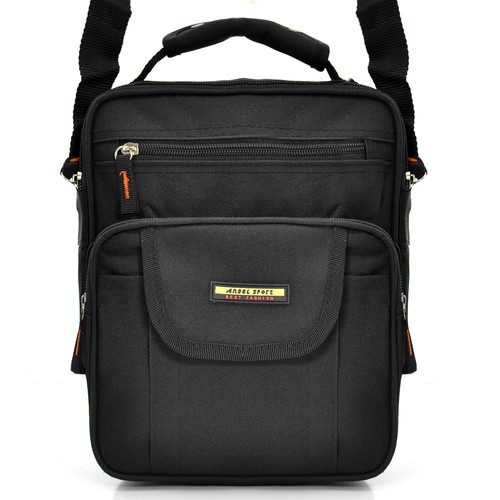 Borsa Borsello Uomo ANGEL Tracolla Grande Porta Cellulare Lavoro Tela Nero ipad - Imagen 7 de 12