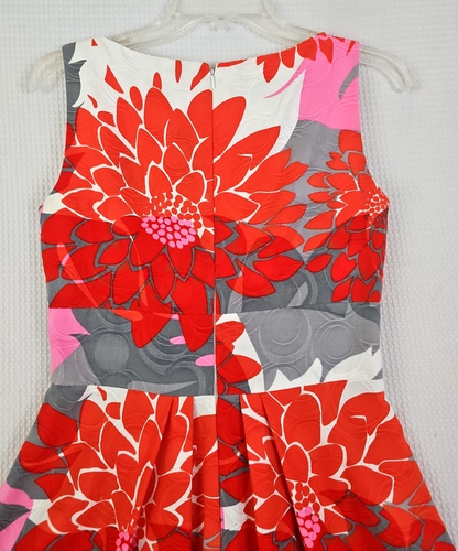 Suzi Chin for Maggy Boutique ~Size 2~ Red/Gray Floral Sleeveless Dress Fit/Flare - Picture 13 of 14