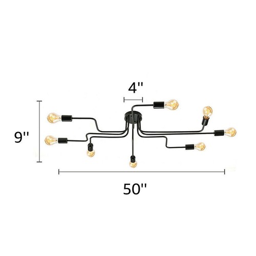 Industrial Vintage Semi Flush Mount Modern Lights Fixture Steampunk Chandelier - Picture 18 of 21