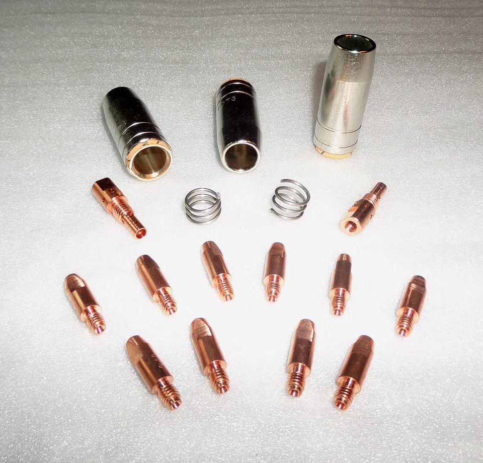 MIG/MAG Set 0,8/1,0/1,2/1,6 Org.Binzel Gas-/Stromdüsen/Düsenstock/Feder Typ MB25