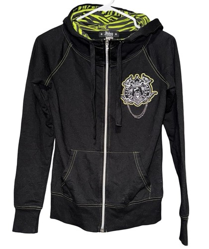 Vintage Abbey Dawn Avril Lavigne Hoodie Sweatshirt M Black Zip Y2K Grunge Emo - Picture 8 of 8