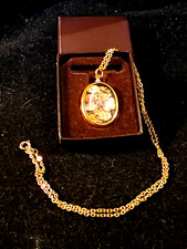 VINTAGE FINE DROP PENDENT WITH CHAIN HAND PAINTED BY SUE PEARCE OF BRIGHTON