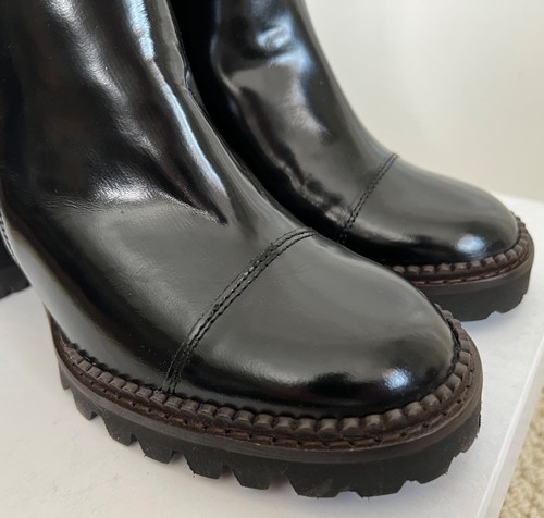 New See by Chloe Mallory Black Leather Chelsea Lug Sole Ankle Boots Sz 37 7 $550 - Picture 10 of 18