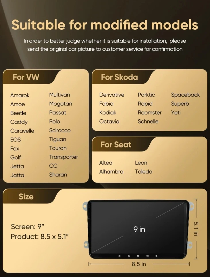 AUTORADIO ANDROID 6/128GB VOLKSWAGEN GOLF POLO PASSAT SKODA SEAT STEREO AUTO GPS - Immagine 3 di 4