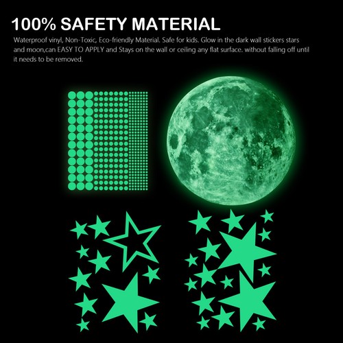 435Pcs Glow In The Dark Stars Moon Planet Space Wall Stickers Art Decor Luminous - Picture 2 of 7