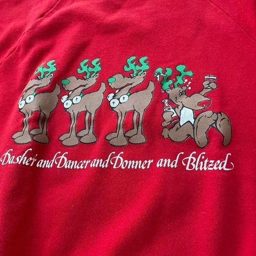 Vintage Weihnachten Sweatshirt Neuheit lustig Urlaub Rentier Unisex Lg Rundhalsausschnitt - Bild 2 von 5