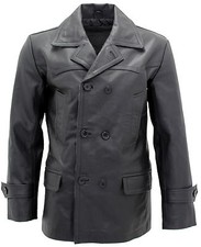Mens Black German Naval Dr Who Cow Hide Leath...