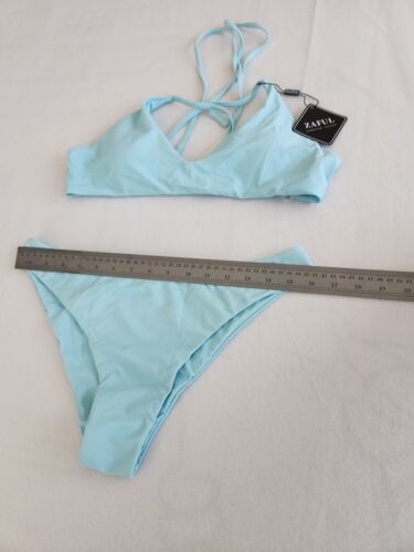 NWT ZAFUL Women's Baby Blue Spaghetti Strap Bikini 2 Pieces Size Large (8-10) ๐ - Picture 4 of 10