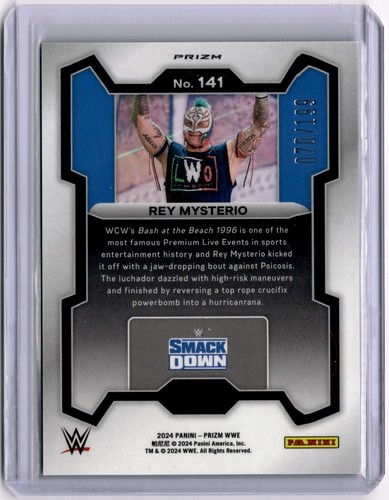 Rey Mysterio 2024 Panini Prizm WWE Blue Prizm #141 WWE Smackdown #070/199 - Foto 2 di 2