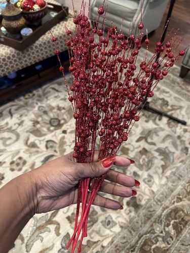 10PCS Artificial Glitter Berry Stem Ornaments Glitter Branch Christmas Decor - Bild 1 von 7