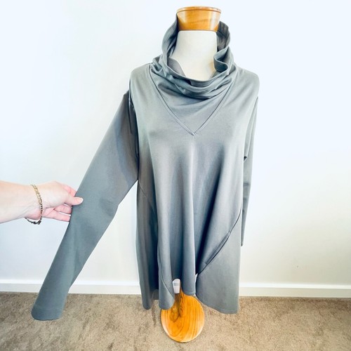 Et Al Size 4 L 14 Grey Thick Jersey Funnel Neck Oversized Tunic With Pockets - Bild 3 von 16