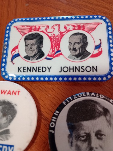 Kennedy und Johnson Campaign Buttons, Kennedy PT Cruiser Pin, Memorial Pin - Bild 6 von 8