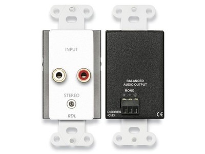 RDL D-CIJ3 AUDIO INTERFACE Input stereo to mono 1x dual RCA phono/3.5mm in