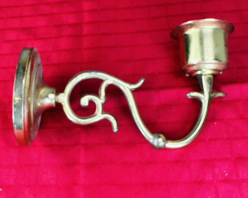 7,5" verzierter Messing Kerzen Wandleuchter gemarkt "W" gebogener Arm Halter Stab MCM - Bild 1 von 6