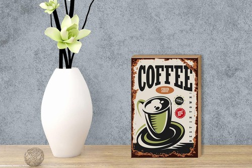 Holzschild Retro 12x18 cm Kaffee Coffee Shop premium Deko Schild wooden sign - Picture 4 of 5