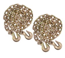 (2 Pack) 3/8" X 12' G70 Chain with Grab Hooks, WLL 6,600 lbs