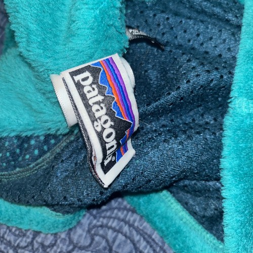 Patagonia Re Tool Girls M 10 Snap T Fleece Pullover Emerald Green Navy Trim - Picture 12 of 15