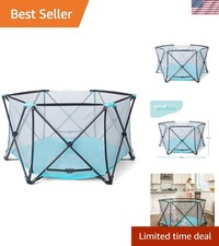 Lightweight 48" Baby Playpen - Aqua/Black, Perfect for Indoor Outdoor Use