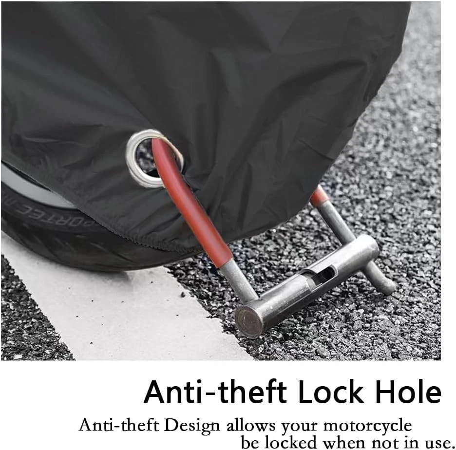 Funda Moto Impermeable, Exterior Moto Cubierta con Agujeros de Bloqueo, Toda Temporada Foto 3 de 4