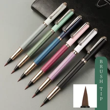 Calligraphy Brush Pen, Uses Fountain Pen Ink for Continuous Ink Flow, Metal Body