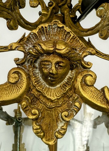 Antik Vintage Französische Art Deco Messing Glas Veranda Flur Laterne Rokoko Empire - Bild 2 von 18