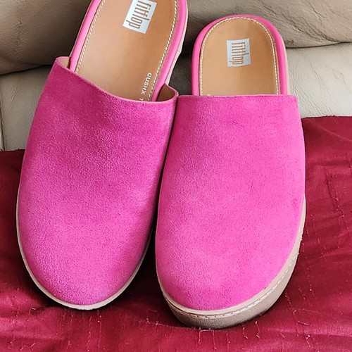 FitFlop Women Pink SlipOn Leather Clogs Mules Sandals Uk5Eu38 In Good Condition - 第 6/10 張圖片