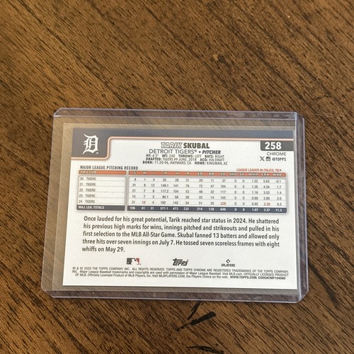 Tarik Skubal 2025 Topps Chrome Green Refractor Image Variation /99 Tigers - Bild 7 von 12