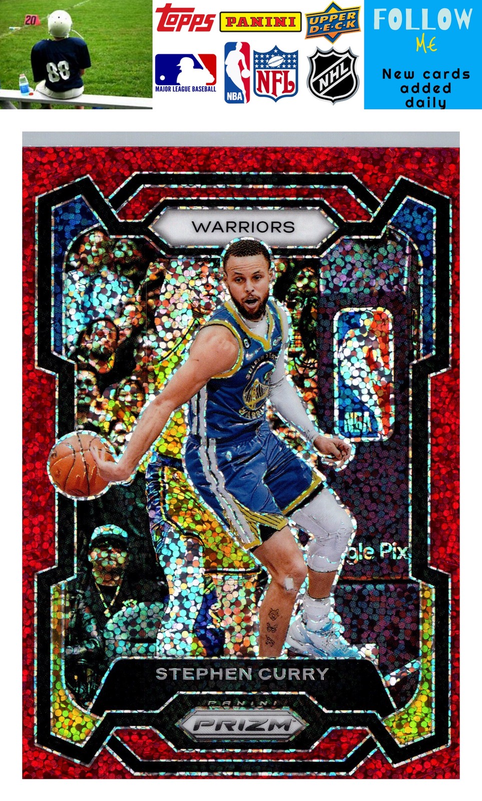 2023-24 Panini Prizm #119 Stephen Curry Prizms Red Sparkle