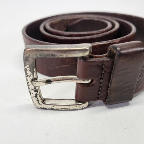 Nautica Khaki Leder Gürtel 38 Full Grain Pebbled Badge Braun Distressed - Bild 15 von 16