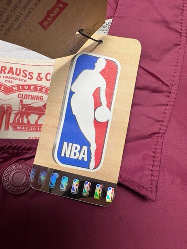 Cleveland Cavaliers Levis Jacket Mens XL Maroon Snap Up NBA Basketball NWT - Picture 6 of 19