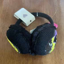The Children's Place Girls Reversible Sequin Cat Faux Fur Earmuffs Black OS