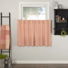 Farmhouse 36"x36" Ticking Stripe Tier Pair Kitchen Window Curtains VHC Brands