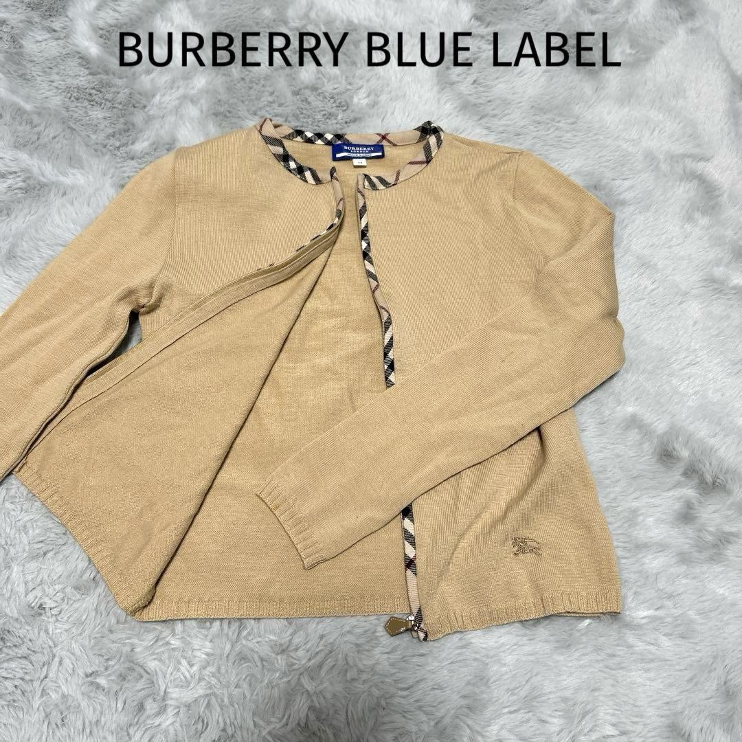 Burberry Blue Label Nova Check Zip-Up Cardigan Beige F/S