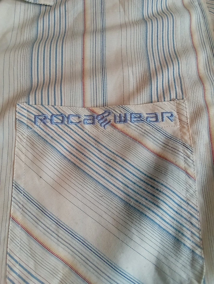 Camisa social masculina vintage Urban Street Rocawear listrada com botões tamanho XXL 2XL - Imagem 4 de 4